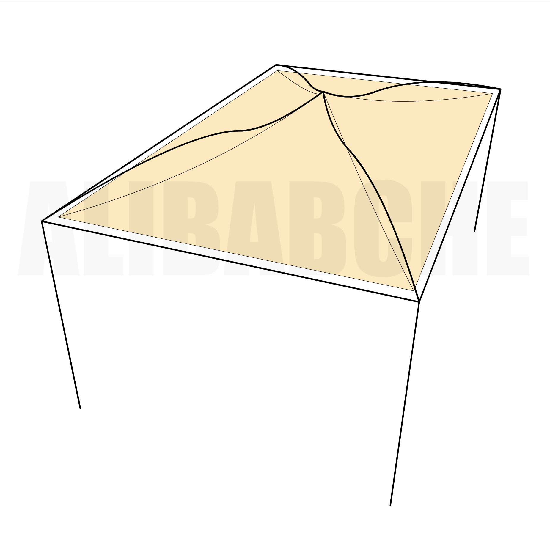 Bâche tonnelle rectangle 4 pentes suspendue en Protect cover 705 670gr/m², toile PVC Etanche Beige - 5.8x3m