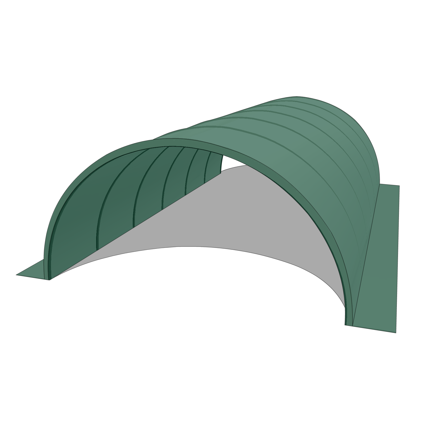 Bâche pour tunnel 15x50m  en Protect cover 705 670gr/m², toile PVC Etanche Vert sapin RAL 6005