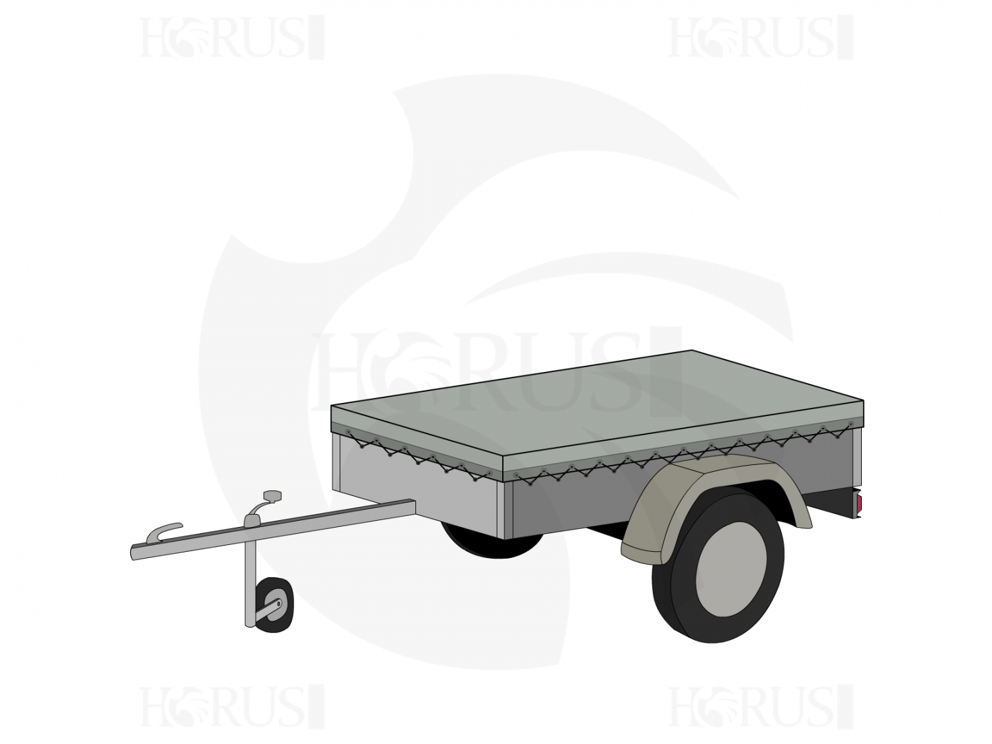 Bâche pour remorque vert loisirs équipement en Protect cover 705 670gr/m², toile PVC Etanche Gris clair RAL 7038