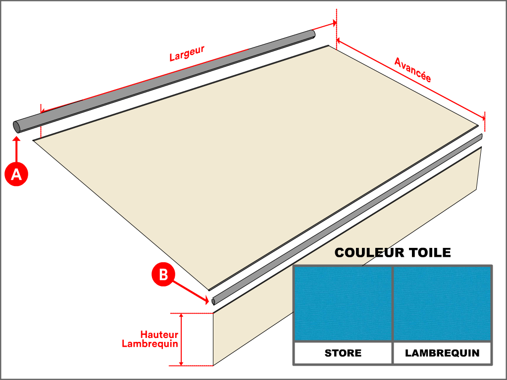 Toile pour store banne Dickson Orchestra Unicolore U388 Azur  - 9.6x2.6m - remplacement toile de store banne