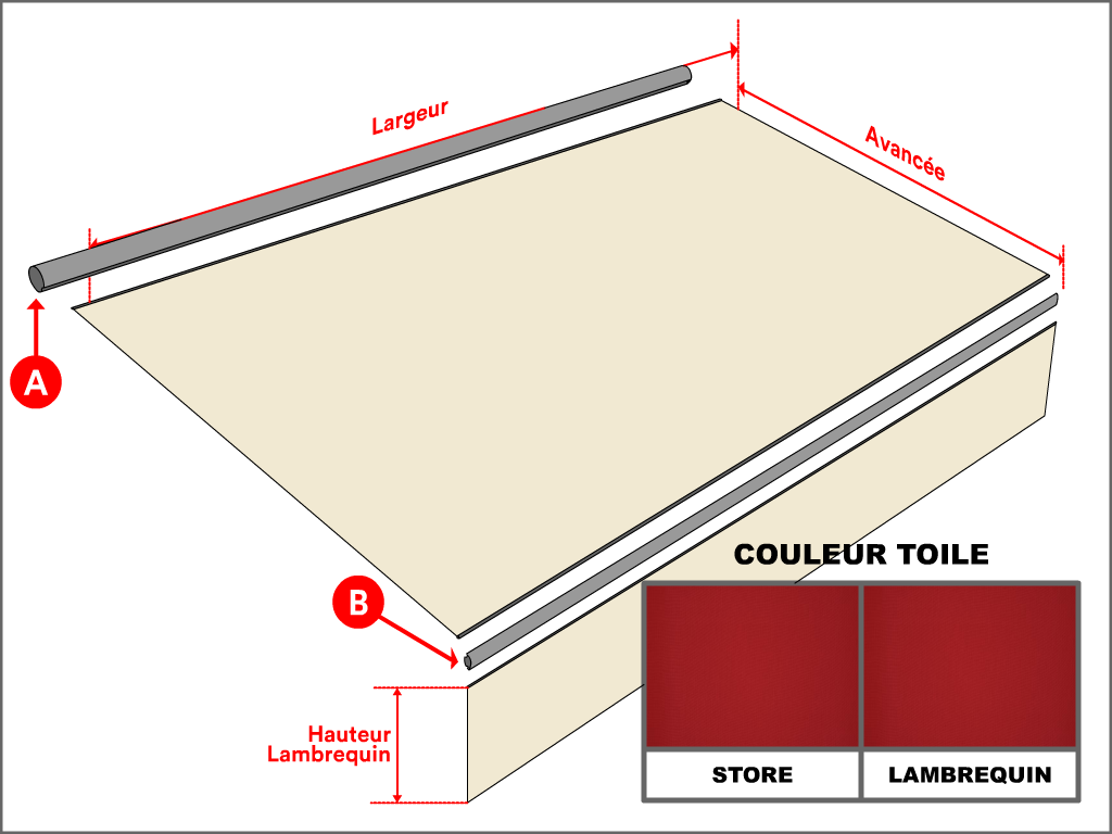 Toile pour store banne Dickson Orchestra Unicolore U412 Piment Piqué  - 2.8x2m - remplacement toile de store banne
