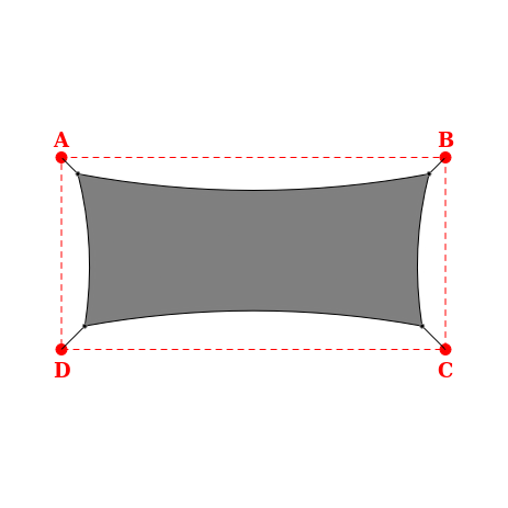 Voile d'ombrage rectangle en Hydris  - Toile d'ombrage déperlante Hydris 0458 Gris foncé - 6,40x2,78x6,15x2,78m