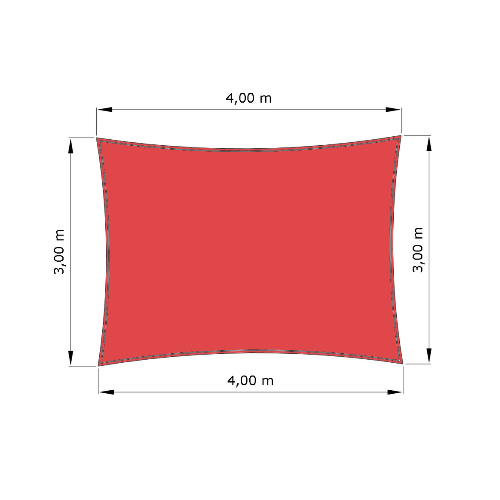 Voile d'ombrage standard ajourée rectangle Rouge Cerise (662 AustralMesh) d'une dimension de 4x3m