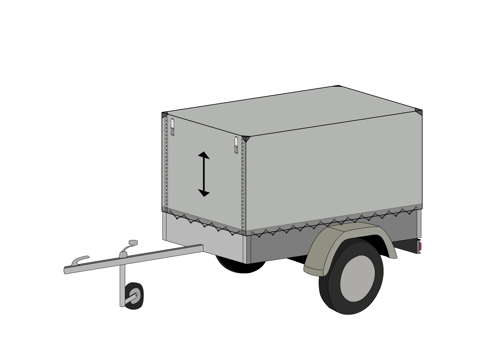 Bâche pour remorque bagagère Haute droite en MaxiProtect 900 : Protection & grammage renforcé Gris agate RAL 7038 - 31071