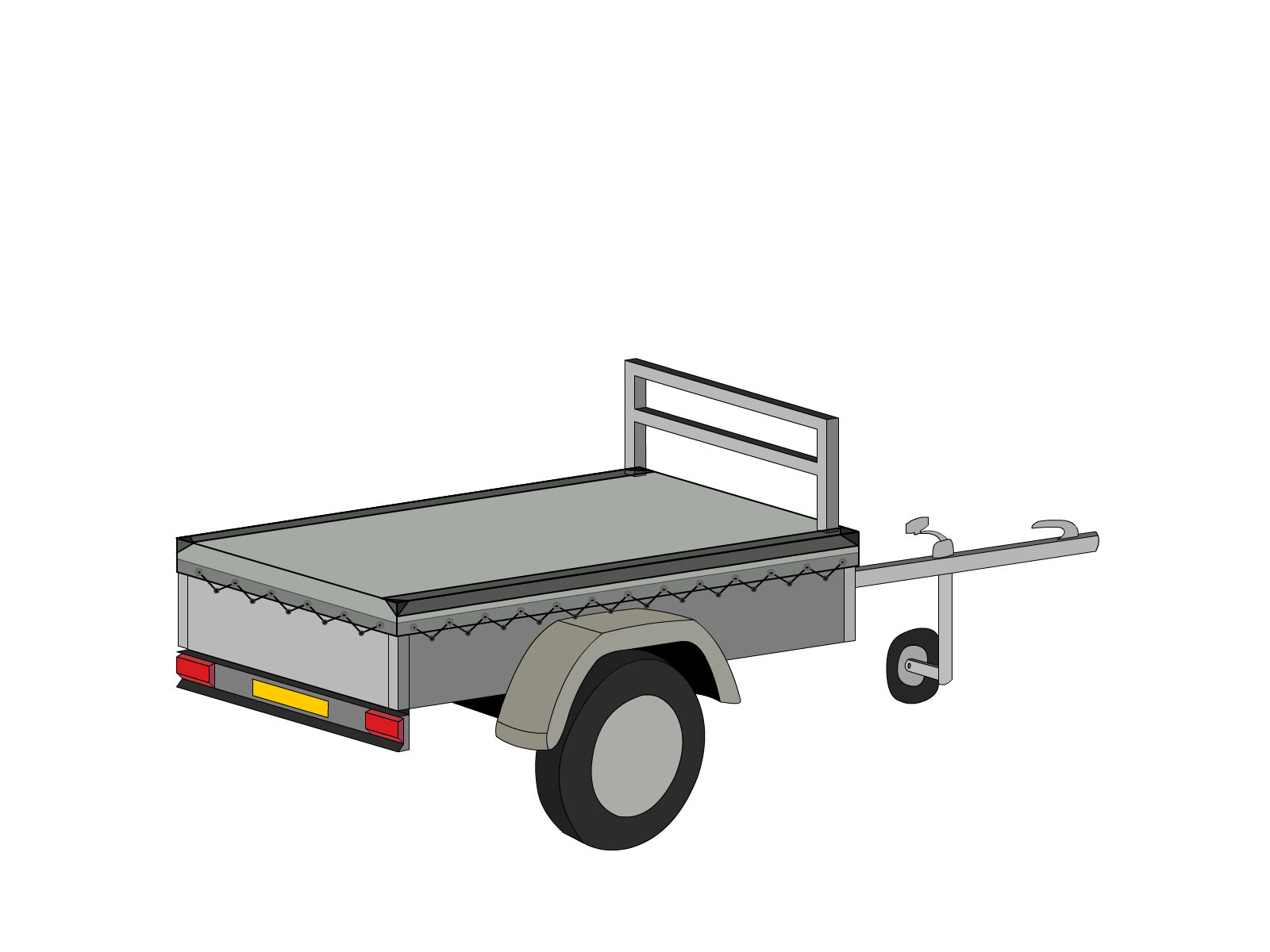 Bâche pour remorque bagagère Basse droite en Protect 670 : La référence en matière de protection étanche Gris clair RAL 7038