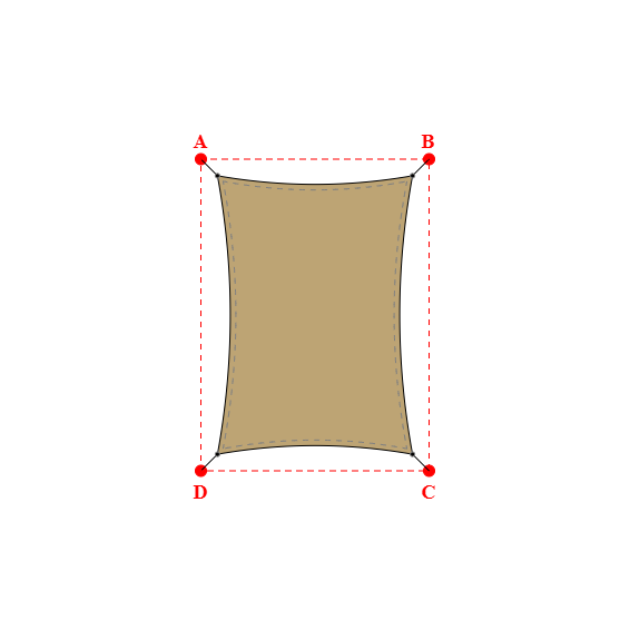 Voile d'ombrage rectangle en AustralMesh - Toile d'ombrage ajourée Sable du désert (704 AustralMesh) - 3,50x5,00x3,50x5,00m