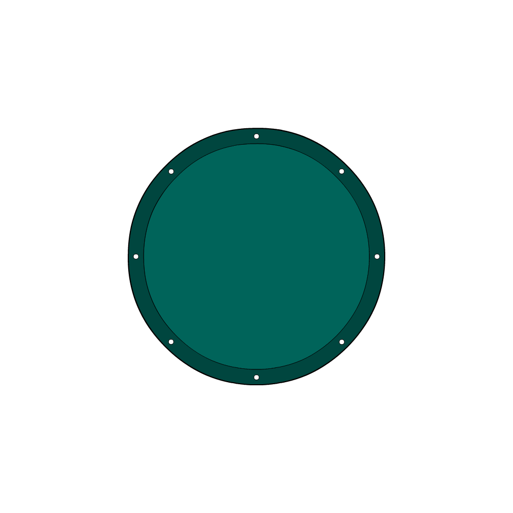 Bâche plate ronde en Protect 670 : La référence en matière de protection étanche Vert industrie RAL 6026 d'une diamètre de 16m
