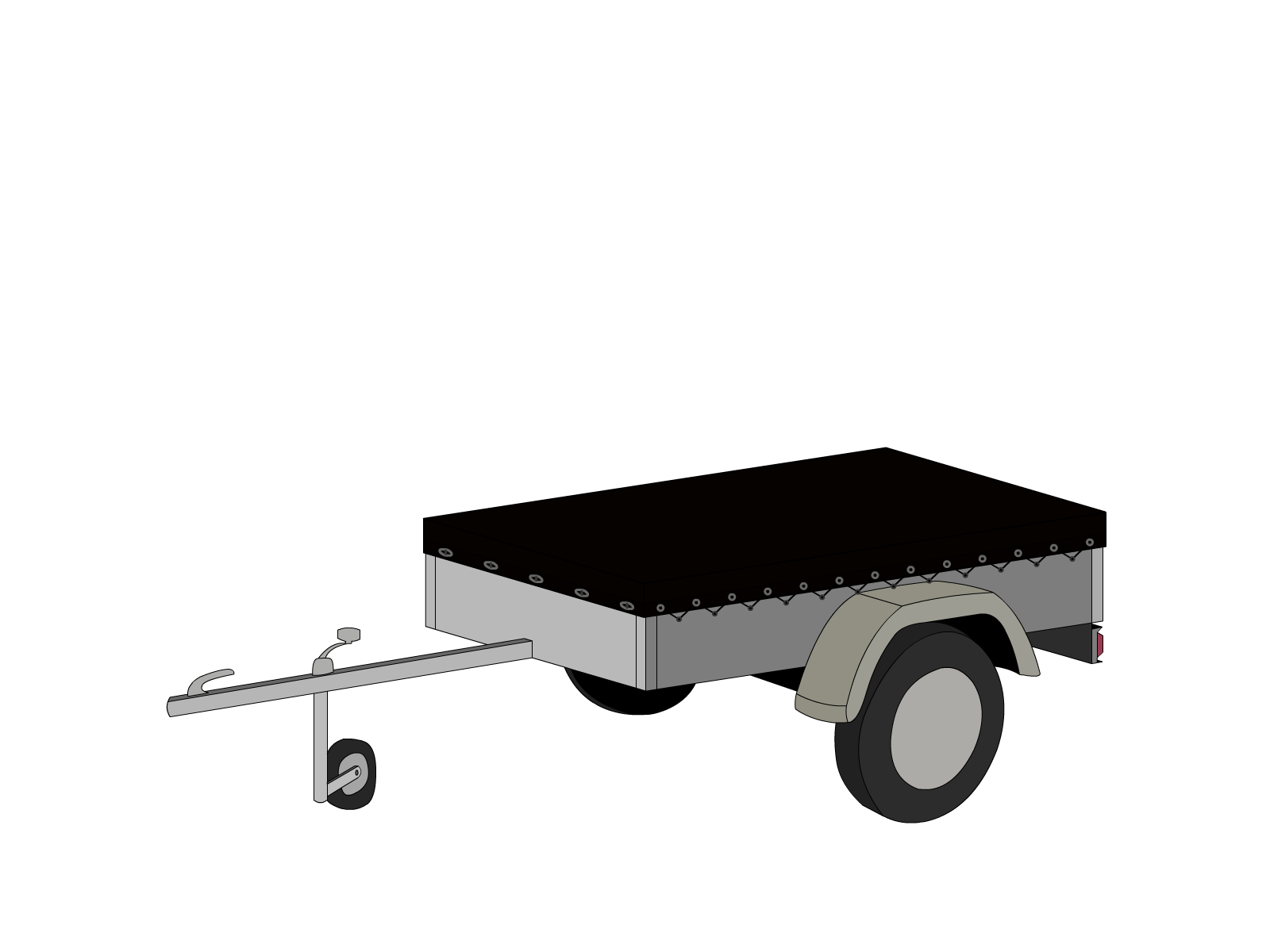 Bâche pour remorque bagagère Basse droite en MaxiProtect 900 : Protection & grammage renforcé Noir foncé RAL 9005 - 31075