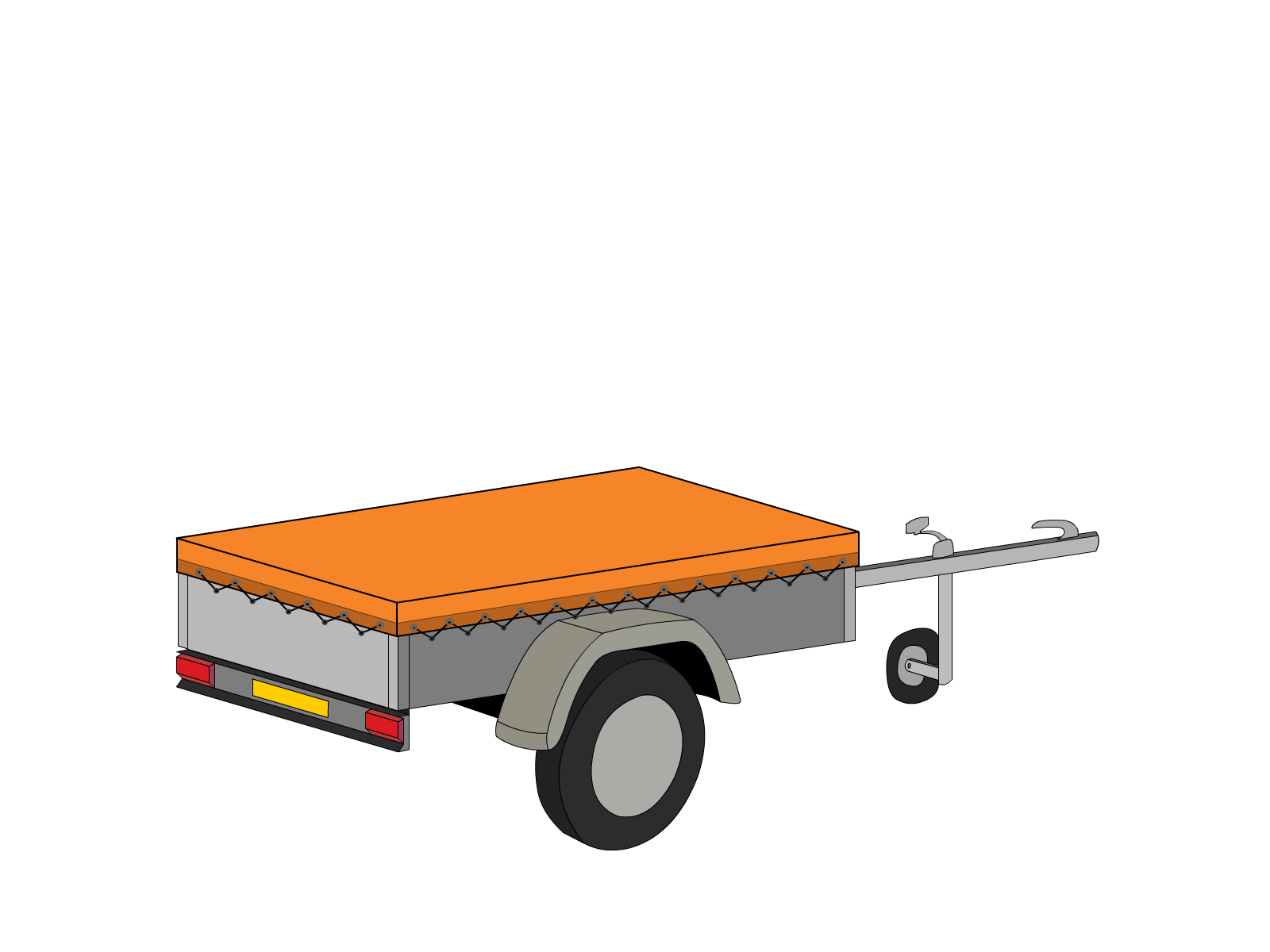 Bâche pour remorque bagagère Basse droite en Protect 670 : La référence en matière de protection étanche Orange RAL 2004