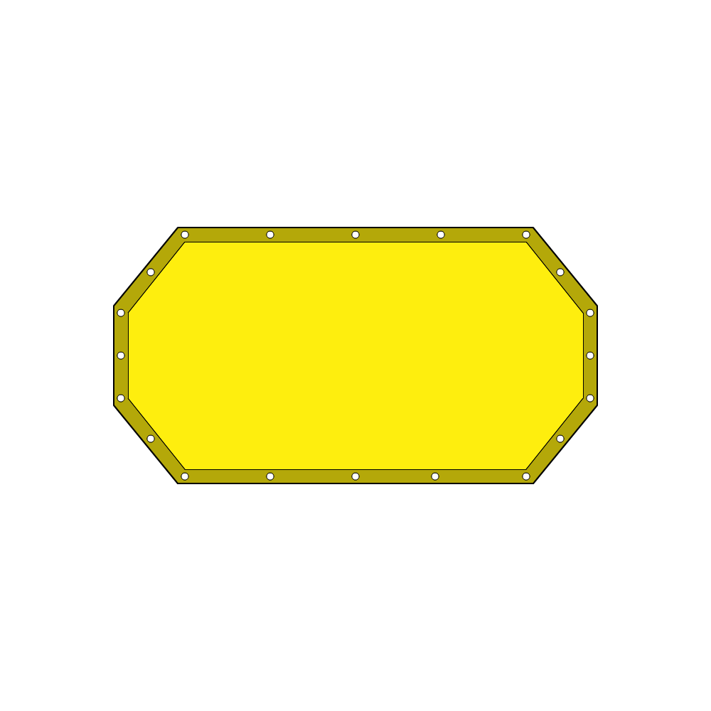 Bâche plate octogonale en Protect 670 : La référence en matière de protection étanche Jaune citron RAL 1018 d'une dimension de 4x1.5m