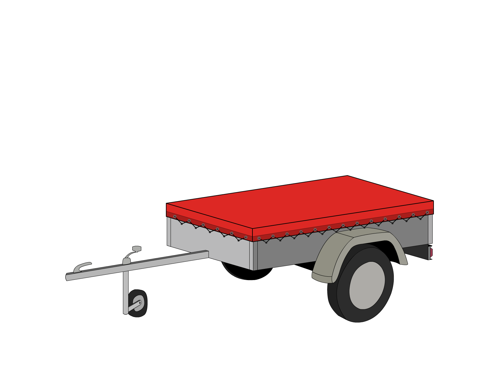 Bâche pour remorque bagagère Basse droite en Protect 670 : La référence en matière de protection étanche Rouge RAL 3002