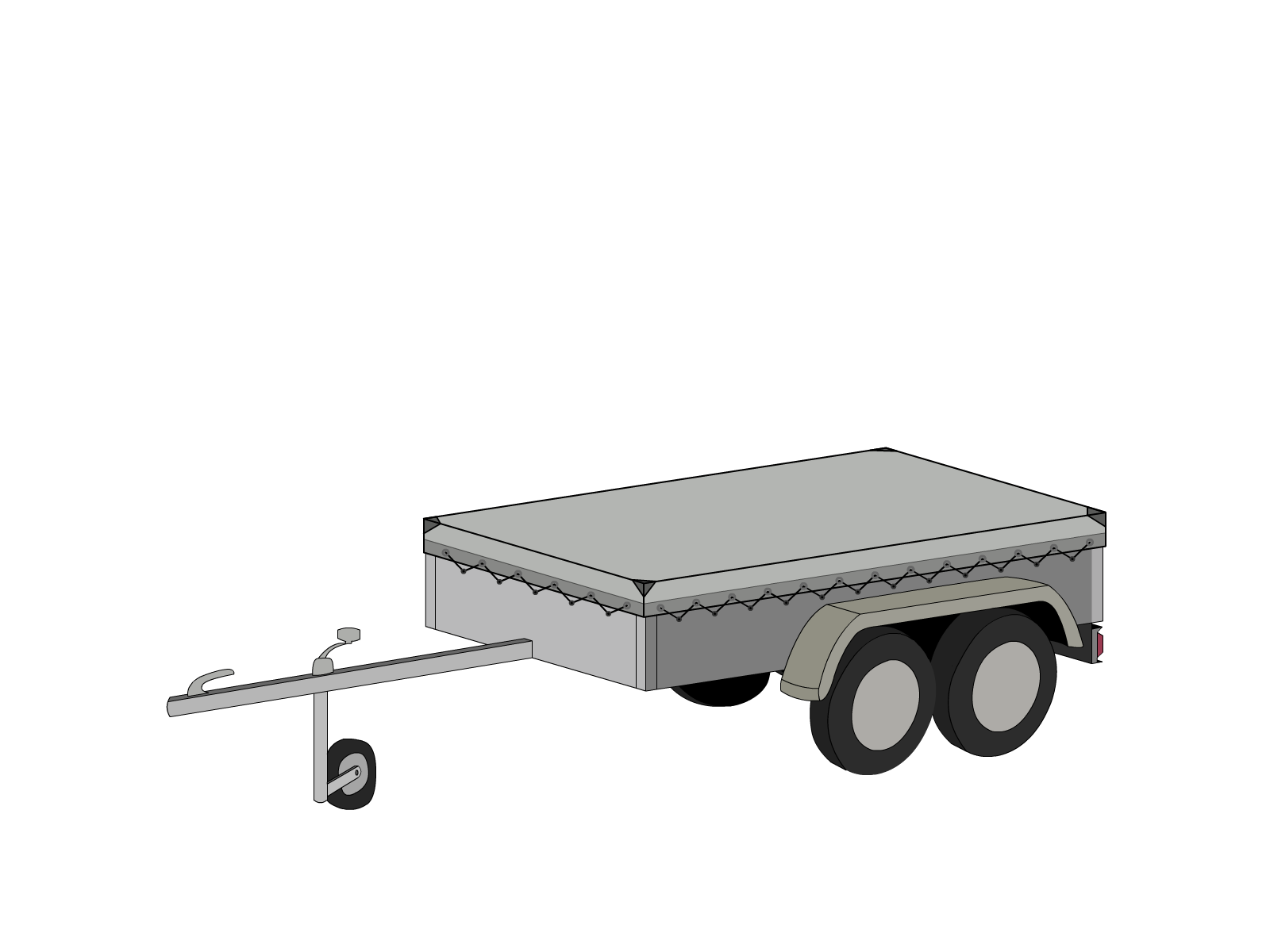 Bâche pour remorque bagagère Basse droite en MaxiProtect 900 : Protection & grammage renforcé Gris agate RAL 7038 - 31071