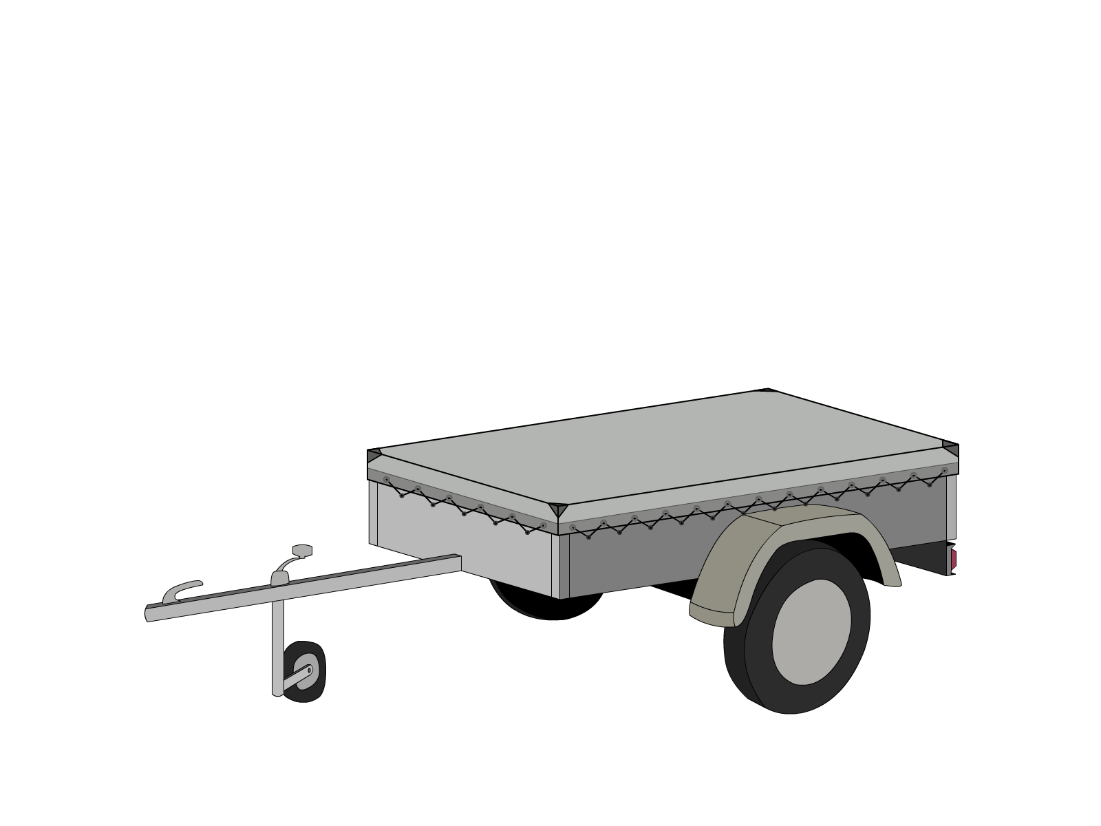 Bâche pour remorque bagagère Basse droite en MaxiProtect 900 : Protection & grammage renforcé Gris agate RAL 7038 - 31071