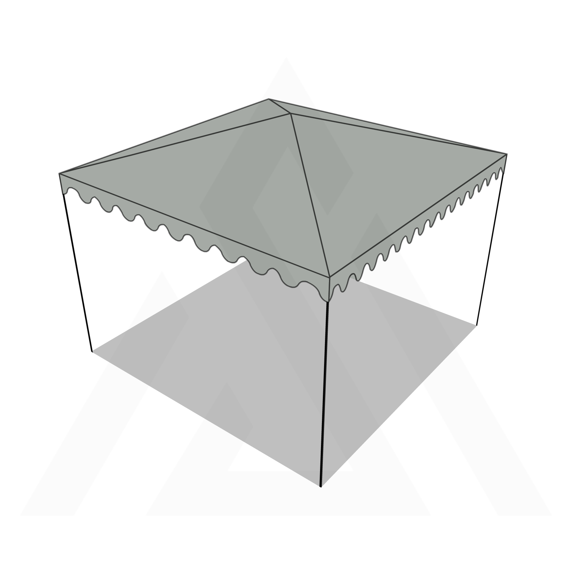Bâche tonnelle carrée 4 pentes sans faîtage en Protect 670 : La référence en matière de protection étanche Gris clair RAL 7038 - 3.02x3.02m