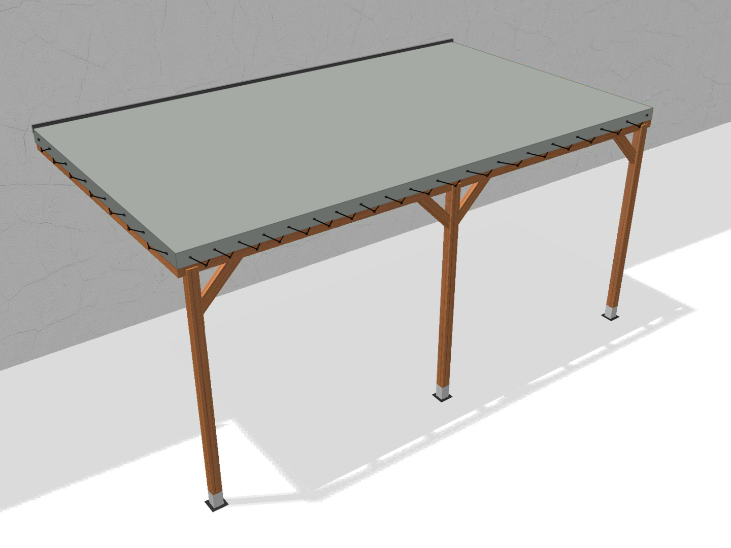 Bâche pour pergola bois murale sans débord en Protect 670 : La référence en matière de protection étanche Gris clair RAL 7038