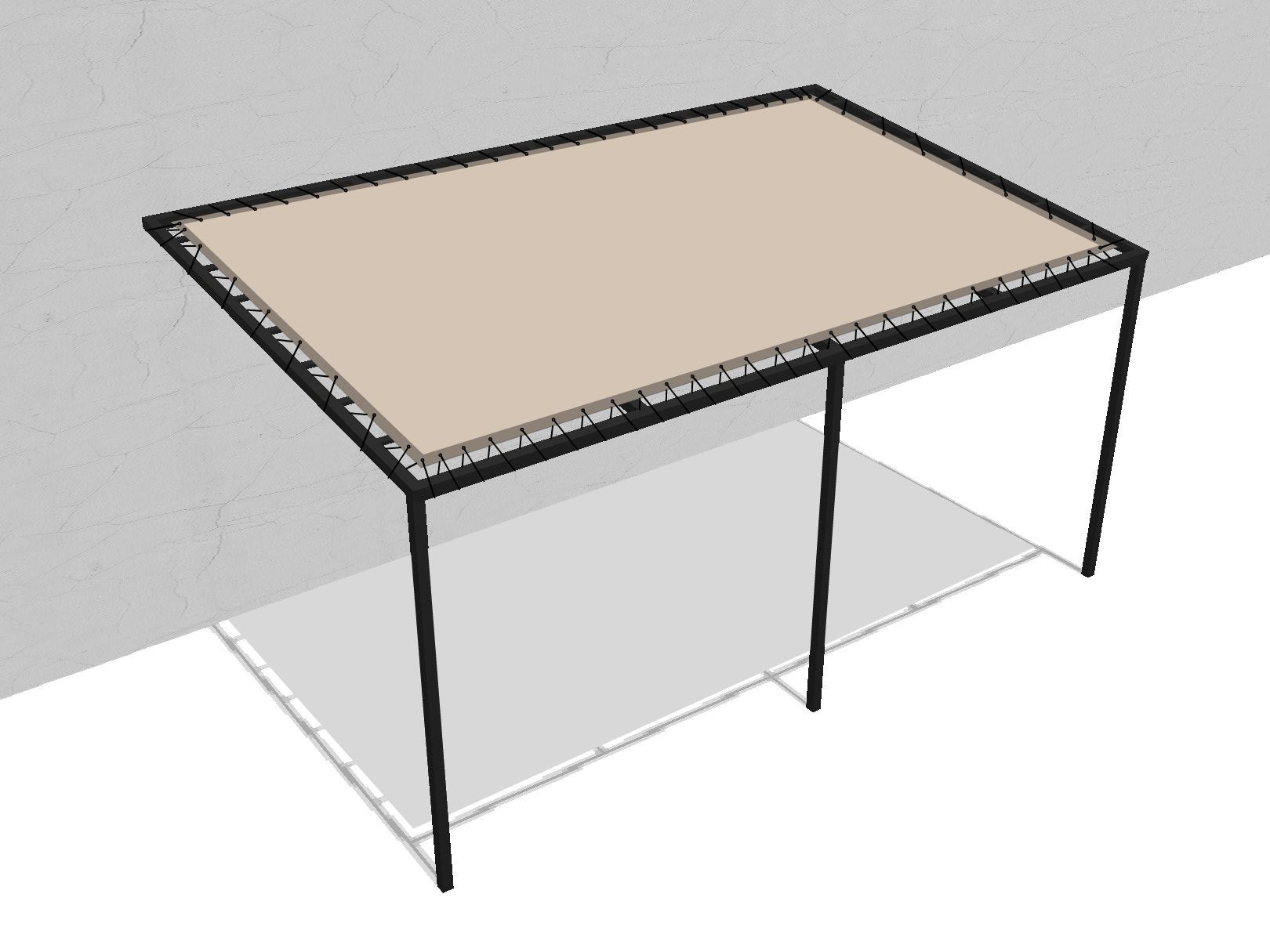 Bâche pour pergola métallique murale droite en Soltis Perform 92 Beige Sablé 92-2135