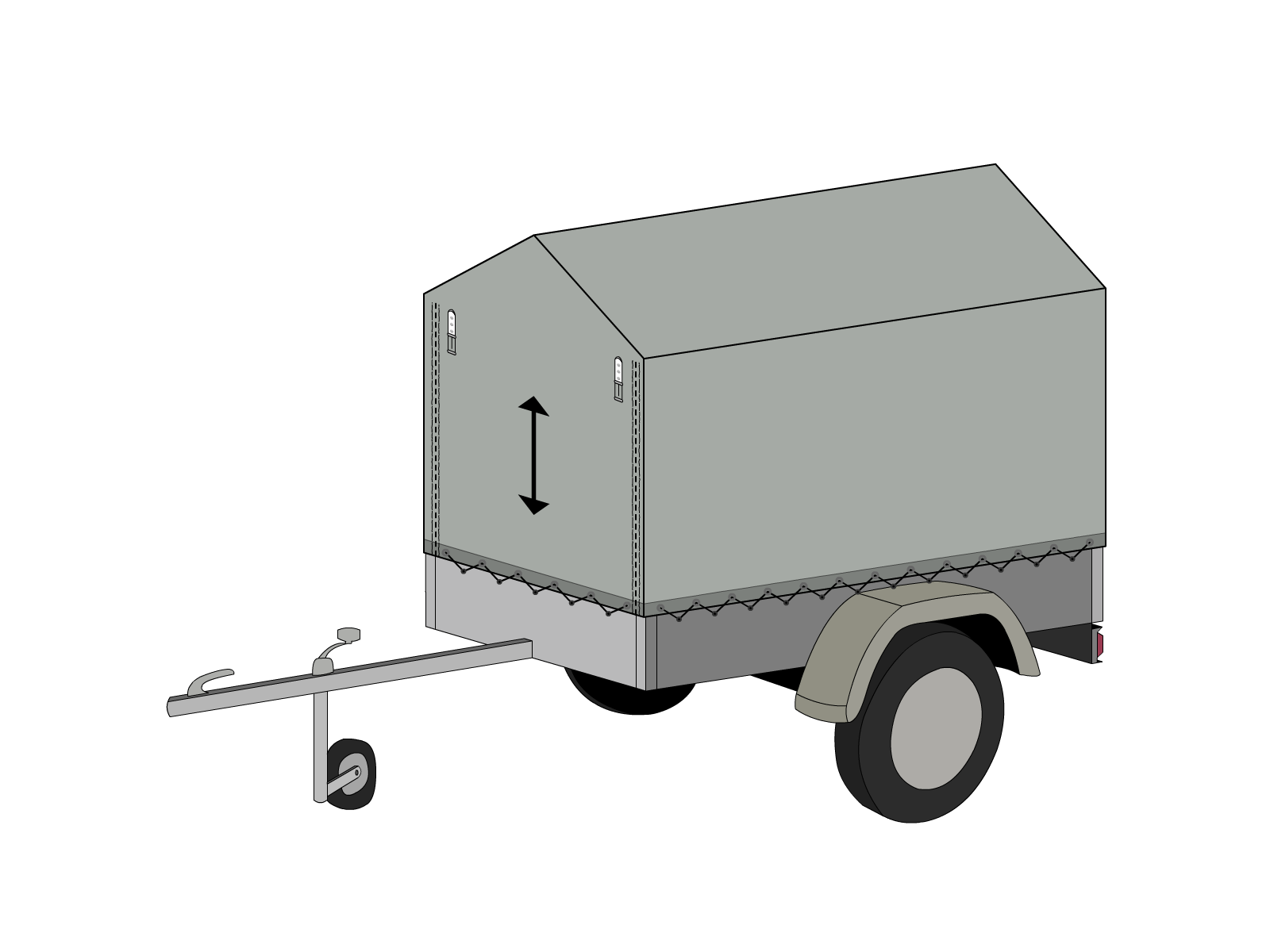 Bâche pour remorque bagagère Haute flèche en Protect 670 : La référence en matière de protection étanche Gris clair RAL 7038