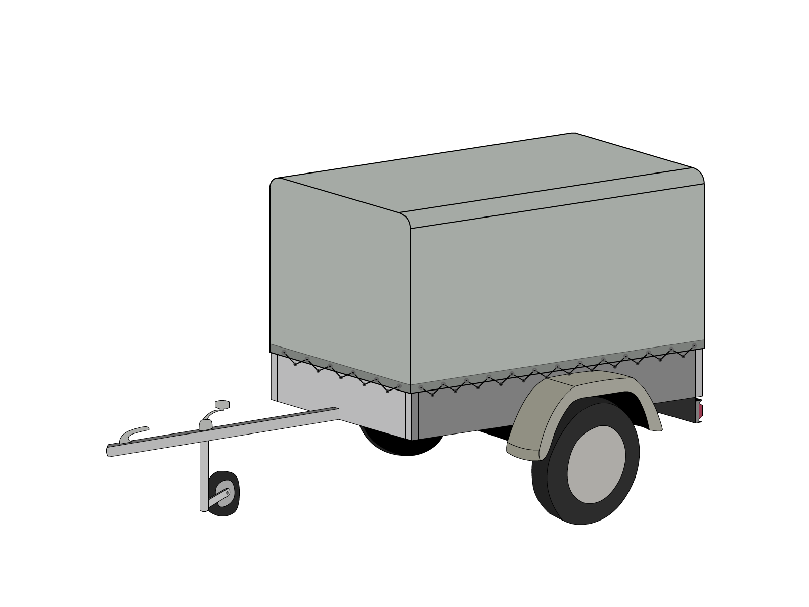 Bâche pour remorque bagagère Bord arrondi droite en Protect 670 : La référence en matière de protection étanche Gris clair RAL 7038