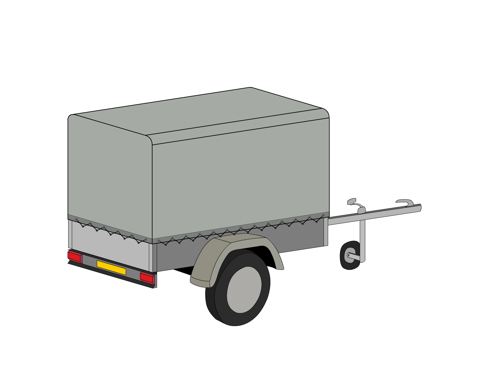 Bâche pour remorque bagagère Bord arrondi droite en Protect 670 : La référence en matière de protection étanche Gris clair RAL 7038