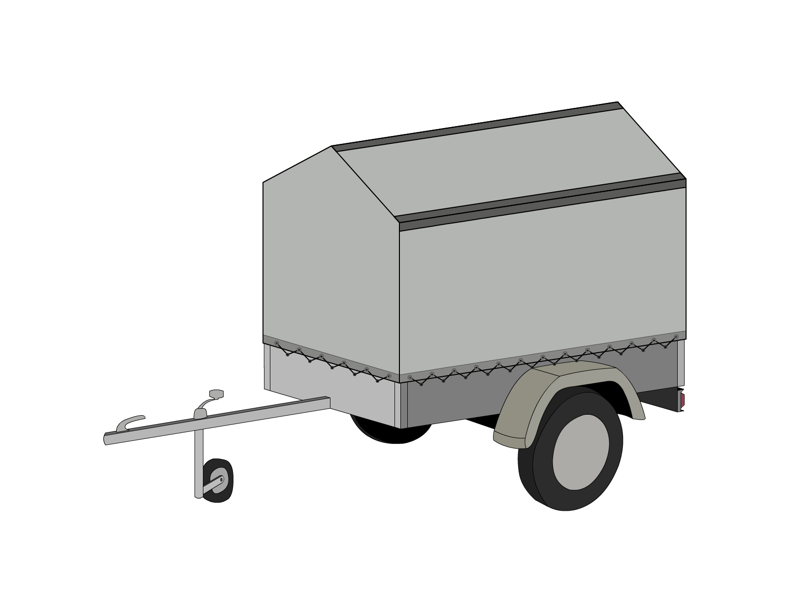 Bâche pour remorque bagagère Haute flèche en MaxiProtect 900 : Protection & grammage renforcé Gris agate RAL 7038 - 31071